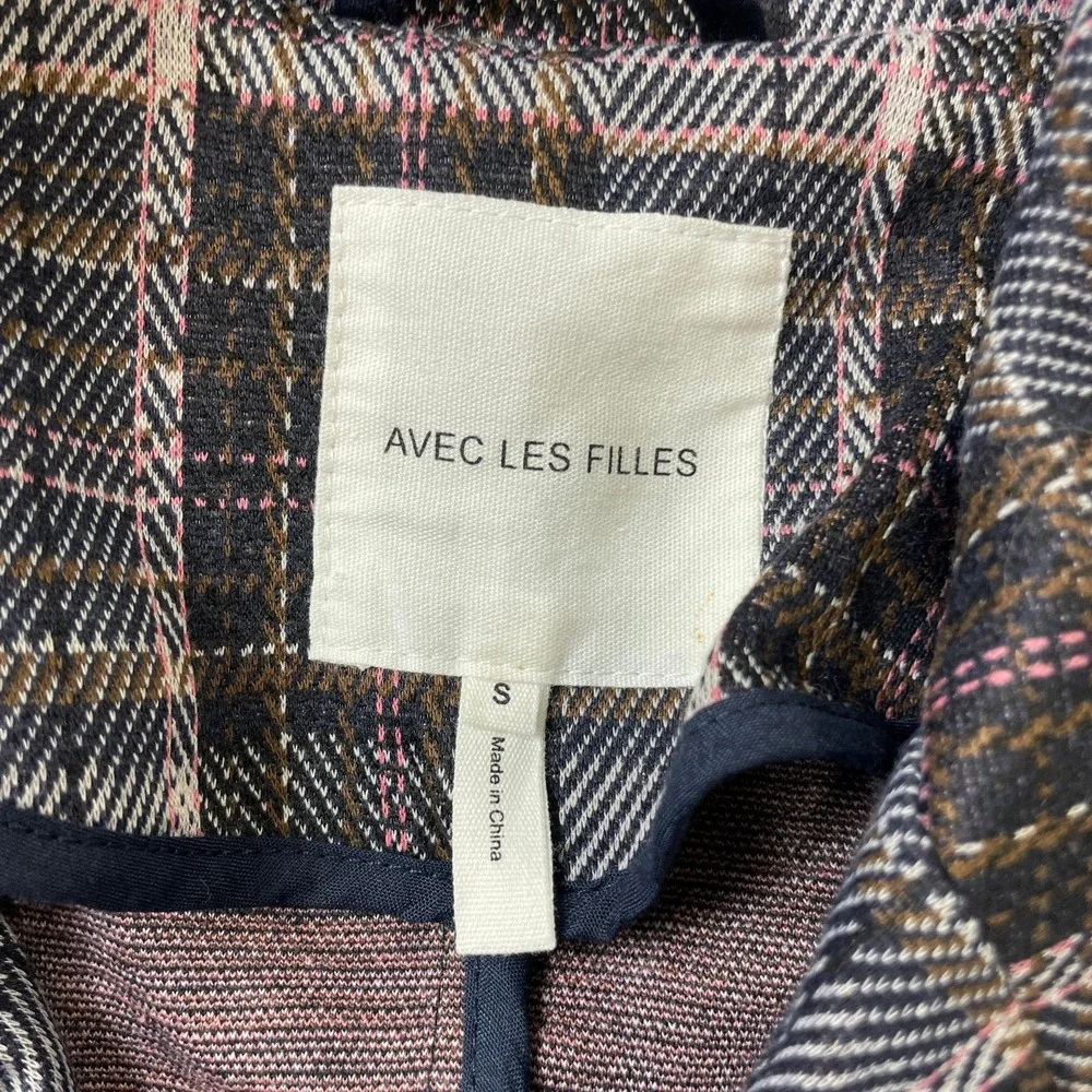 Avec Les Fillies Small Plaid 2 Button Jacket Polyester Blend‎